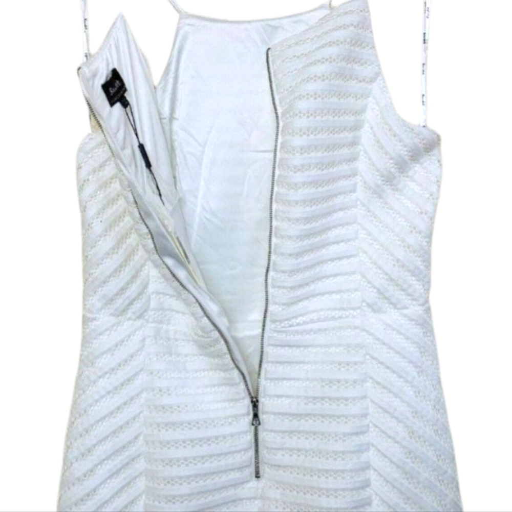 Bardot Piper Stripe Mini Dress Ivory Crochet Mesh Ruffle Hem Size 8/Med NWT - Picture 10 of 16